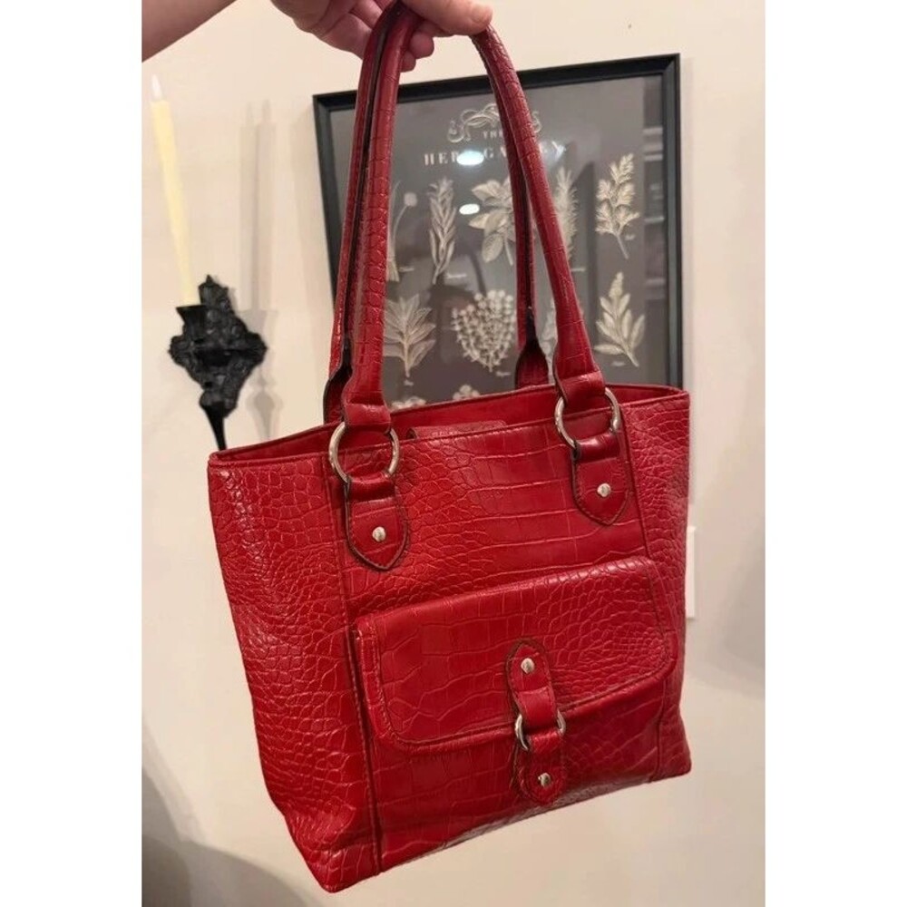 Vintage Y2k Faux Crocodile Leather Shoulder Bag